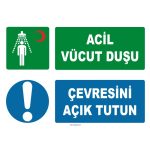 Acil Vücut Duşu Levhası ISO 7010 - Çevresi Açık Tutulmalı