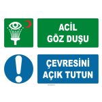ISO 7010 Acil Göz Duşu Levhası - Çevresini Açık Tutun