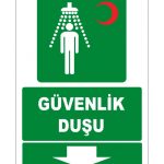 ISO 7010 Güvenlik Duşu Levhası - Aşağı Yönlendirmeli Etiket