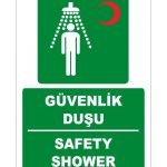 Türkçe İngilizce Güvenlik Duşu Levhası - ISO 7010 Safety Shower
