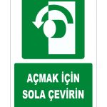 ISO 7010 Açmak İçin Sola Çevirin İşareti
