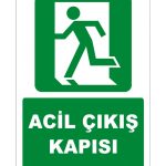 ISO 7010 Acil Çıkış Kapısı Levhası: Sola Koşan Yönlendirme